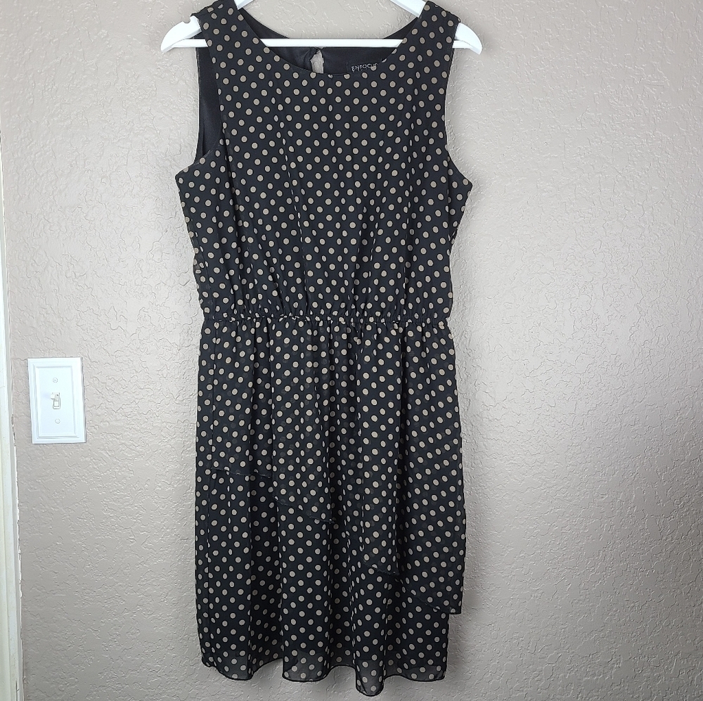 Black and Tan polka-dot midi-dress by Encode